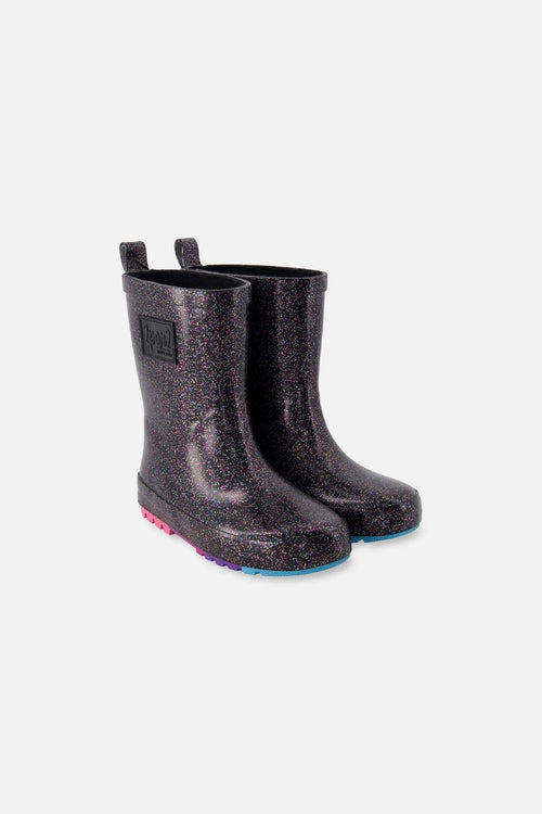 Rain Boots In Natural Rubber Black Glitter - H30WB10_3H169