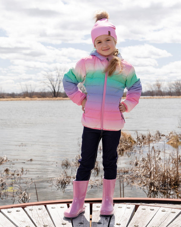 Rain Boots In Natural Rubber Pink Glitter - H30WB10_3H171