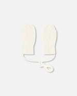 Baby Knit Mittens With Cord Off White - H30WT25_01380
