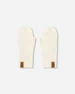 Ribbed Knit Mittens Off White - H30WT26_01380