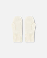 Ribbed Knit Mittens Off White - H30WT26_01380