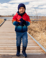 Ribbed Knit Mittens Navy Blue - H30WT26_04790