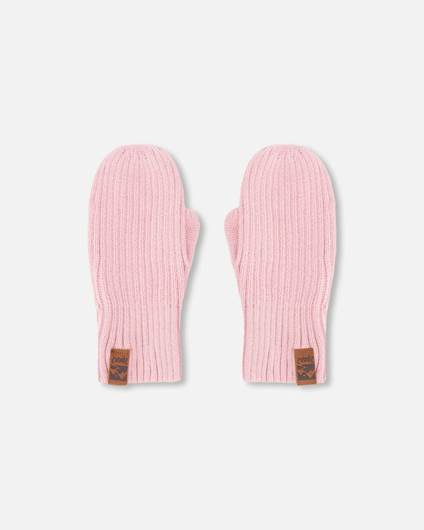 Ribbed Knit Mittens Pale Pink - H30WT26_06003
