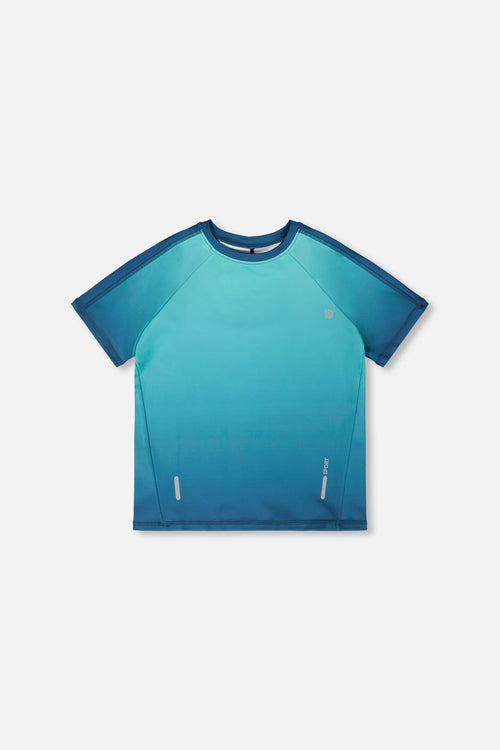 Short Sleeve Athletic Top In Recycled Polyester Teal Gradient - H30XB70_3H191