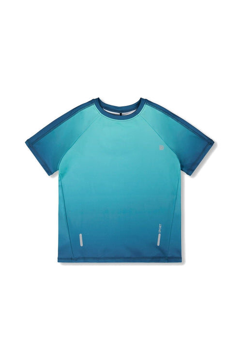 Short Sleeve Athletic Top In Recycled Polyester Teal Gradient - H30XB70_3H191