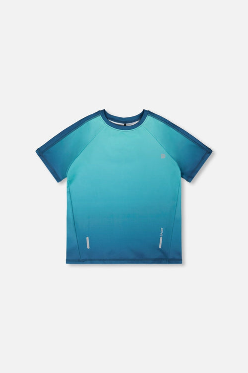 Short Sleeve Athletic Top In Recycled Polyester Teal Gradient - H30XB70_3H191
