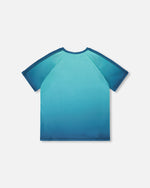 Short Sleeve Athletic Top In Recycled Polyester Teal Gradient - H30XB70_3H191
