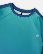 Short Sleeve Athletic Top In Recycled Polyester Teal Gradient - H30XB70_3H191