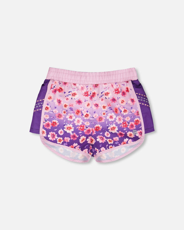 Athletic Shorts In Recycled Polyester Mauve Floral Gradient - H30XG26_3H201