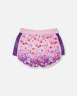 Athletic Shorts In Recycled Polyester Mauve Floral Gradient - H30XG26_3H201