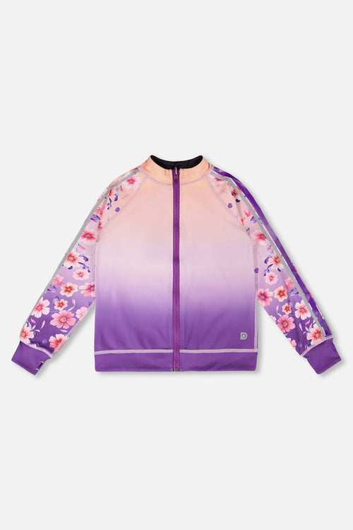 Full Zip Reversible Athletic Cardigan In Recycled Polyester Pink To Mauve Gradient - H30XG30_3H200