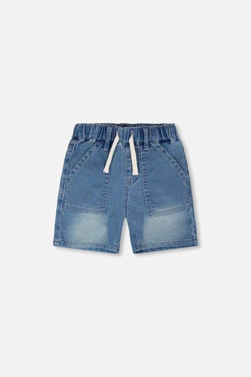 French Terry Light Blue Denim Shorts - H30YB28_01250
