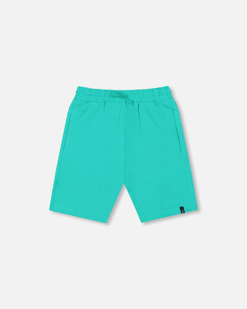 Organic Cotton Jersey Shorts Turquoise Pants & Shorts Deux par Deux