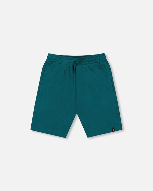 Organic Cotton Jersey Shorts Dark Turquoise Pants & Shorts Deux par Deux
