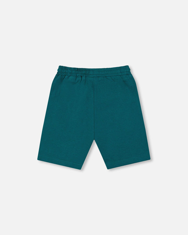 Organic Cotton Jersey Shorts Dark Turquoise Pants & Shorts Deux par Deux