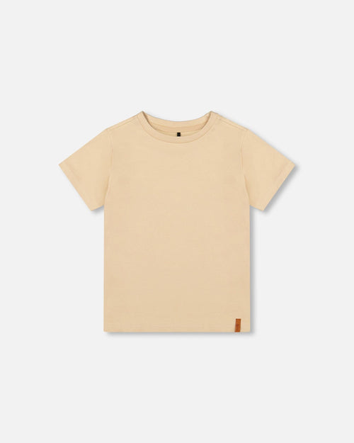 Organic Cotton Jersey T-Shirt Solid Beige Tees & Tops Deux par Deux