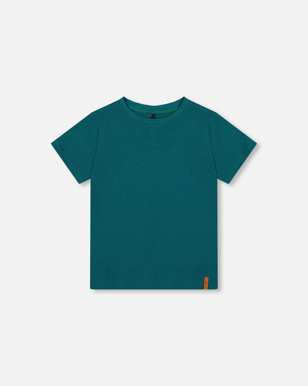 Organic Cotton Jersey T-Shirt Solid Dark Turquoise Tees & Tops Deux par Deux