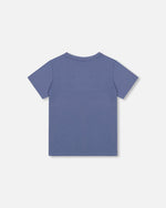 Organic Cotton Jersey T-Shirt Solid Blue Tees & Tops Deux par Deux