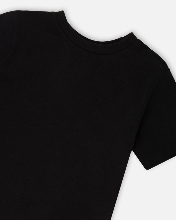 Organic Cotton Jersey T-Shirt Solid Black Tees & Tops Deux par Deux