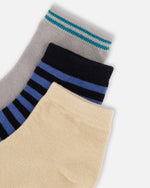 Socks (3 Pairs) Set Striped Blue And Black - H30YBS_3H203