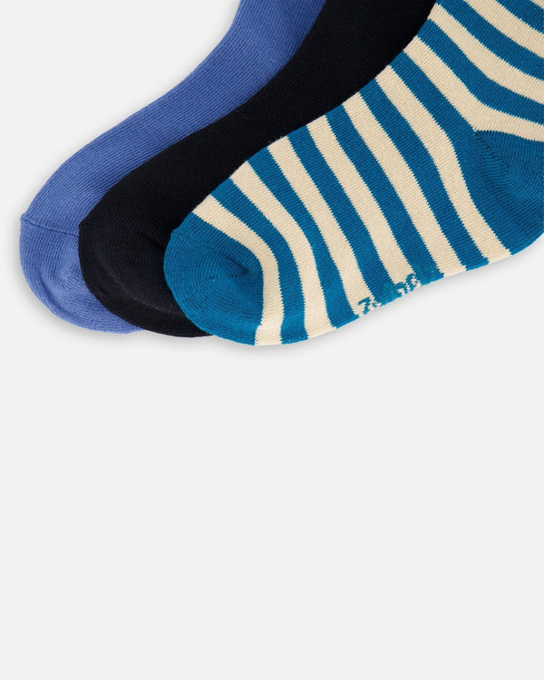 Socks (3 Pairs) Set Striped Green - H30YBS_3H204