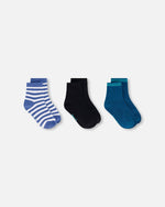 Socks (3 Pairs) Set Striped Blue - H30YBS_3H205