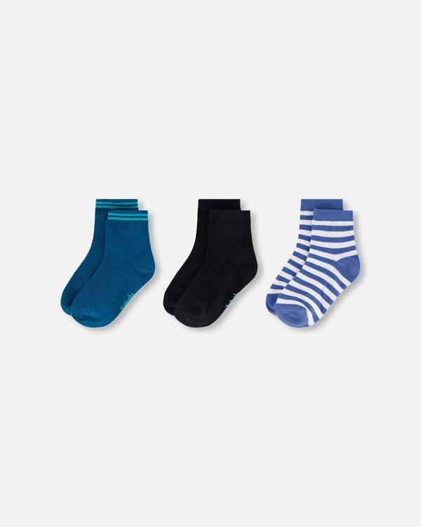 Socks (3 Pairs) Set Striped Blue - H30YBS_3H205