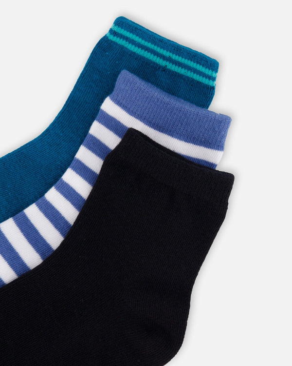 Socks (3 Pairs) Set Striped Blue - H30YBS_3H205