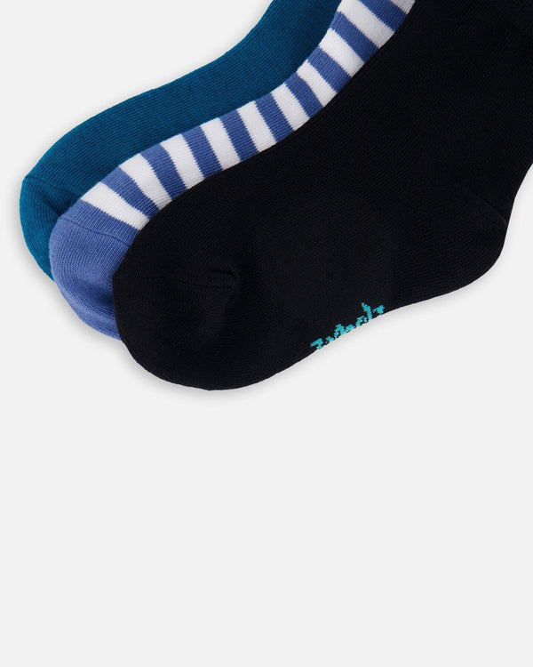 Socks (3 Pairs) Set Striped Blue - H30YBS_3H205