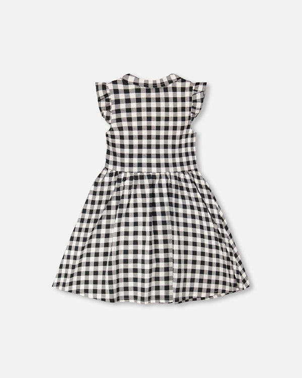 Sleeveless Button Down Dress Black Gingham - H30YG85_3H178
