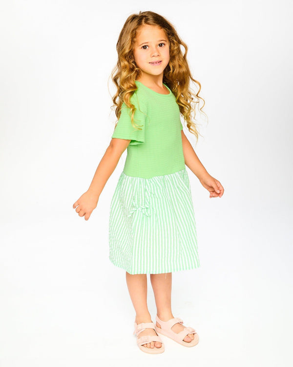 Bi-Material Dress Mint Green - H30YG86_03007