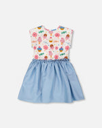 Bi-Material Dress White Candy Print - H30YG87_3H175