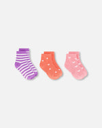 Socks (3 Pairs) Striped Mauve - H30YGS_3H207