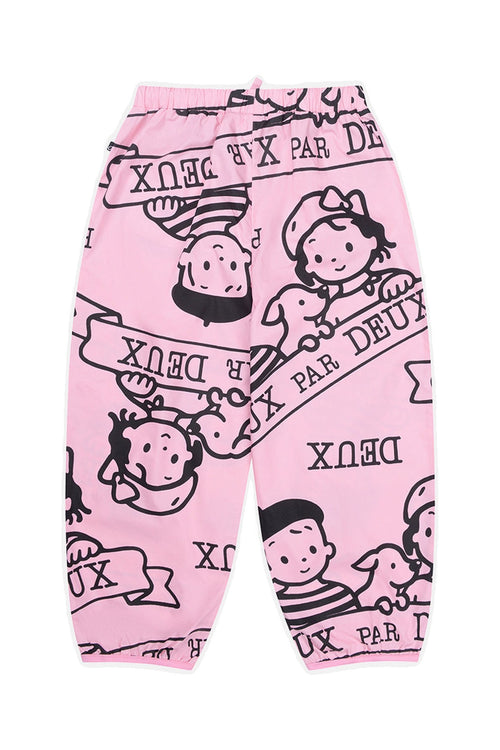 Pantalon en popeline imprimée 40e anniversaire rose tendre