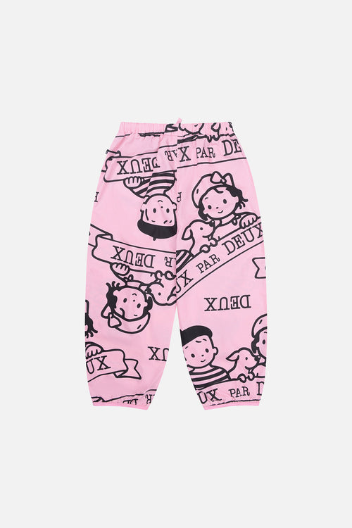 Pantalon en popeline imprimée 40e anniversaire rose tendre