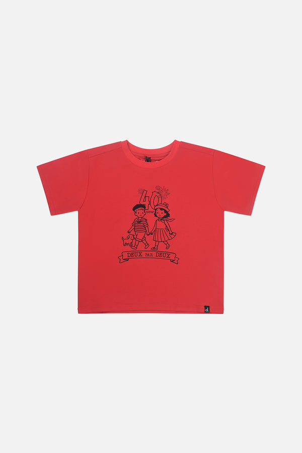T-shirt graphique 40e anniversaire rouge coquelicot