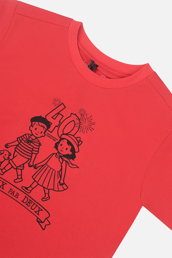 T-shirt graphique 40e anniversaire rouge coquelicot