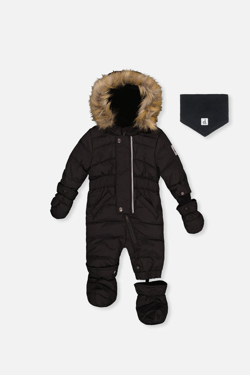 Baby Original One Piece Puffy Snowsuit With Removable Mittens And Boots Black - J10B702_09990
