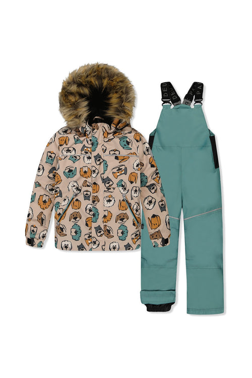 Two Piece Discover Snowsuit Beige Printed With Dogs - J10DB40_1J050