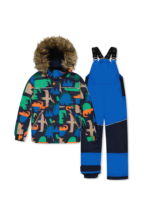 Two Piece Discover Snowsuit Blue Dinosaur Print - J10DB40_1J051