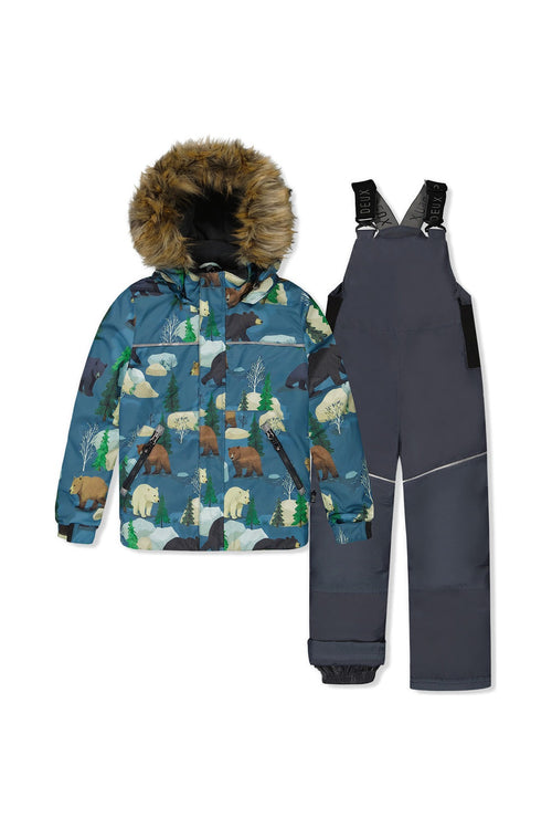 Two Piece Discover Snowsuit Blue Bear Print - J10DB40_1J052