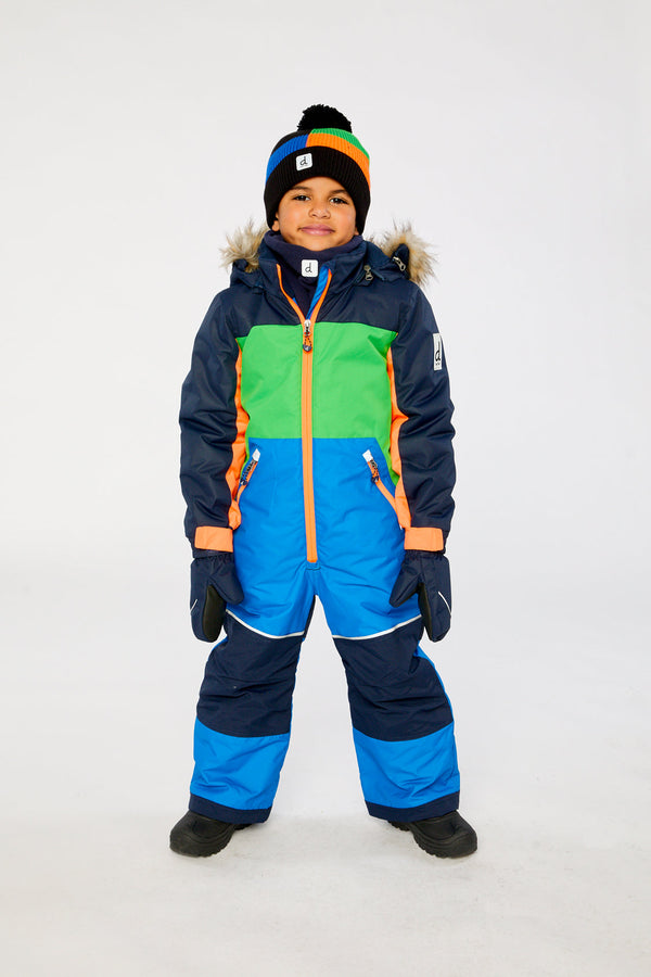 Kids One Piece Discover Snowsuit Blue Green And Orange - J10DB77_04006