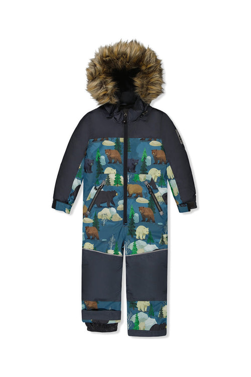 Kids One Piece Discover Snowsuit Blue Bear Print - J10DB77_1J052