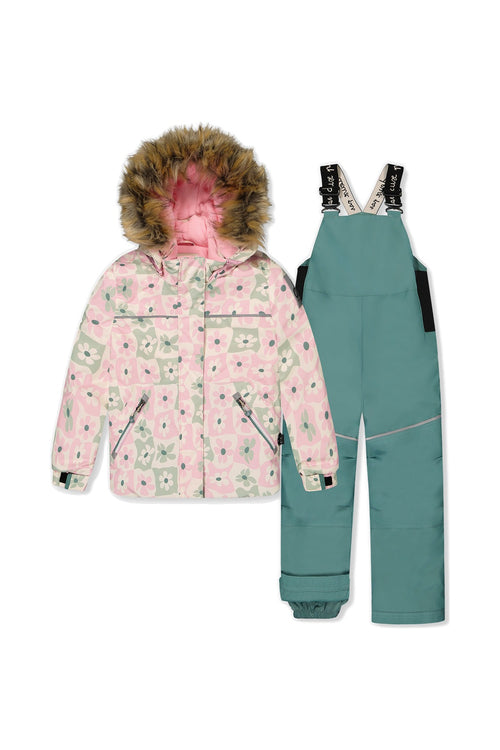 Two Piece Discover Snowsuit White With Retro Pink Print - J10DG80_1J017
