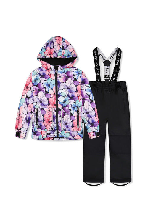 Light Weight Two Piece Chill Snowsuit Purple Floral Print