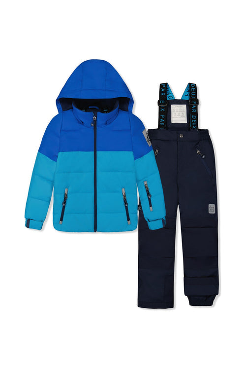 Two Piece Play Snowsuit Light And Dark Blue With Navy Pants