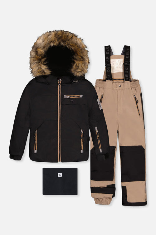 Two Piece Play Snowsuit Black And Beige - J10PB44_09990