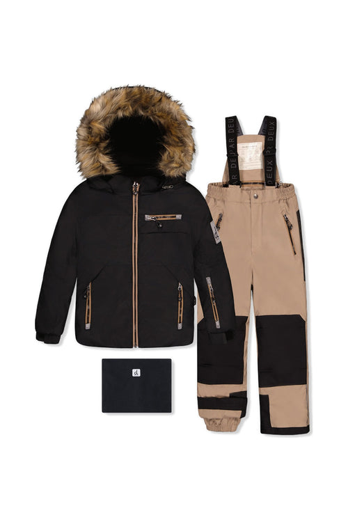 Two Piece Play Snowsuit Black And Beige - J10PB44_09990