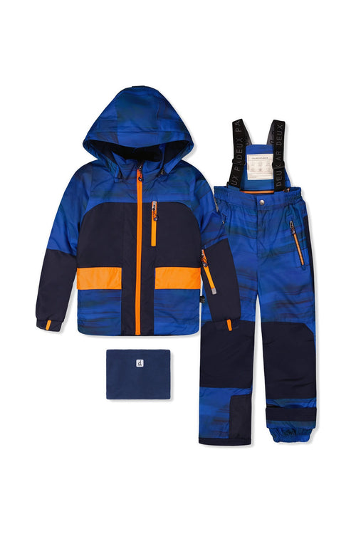 Two Piece Play Snowsuit Navy Blue And Orange With Blue Pants - J10PB45_04790