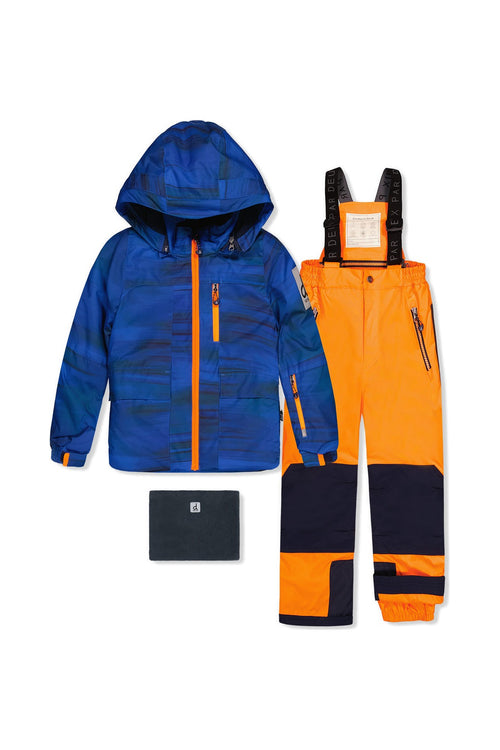 Two Piece Play Snowsuit Navy Blue And Orange With Orange Pants - J10PB45_1J056